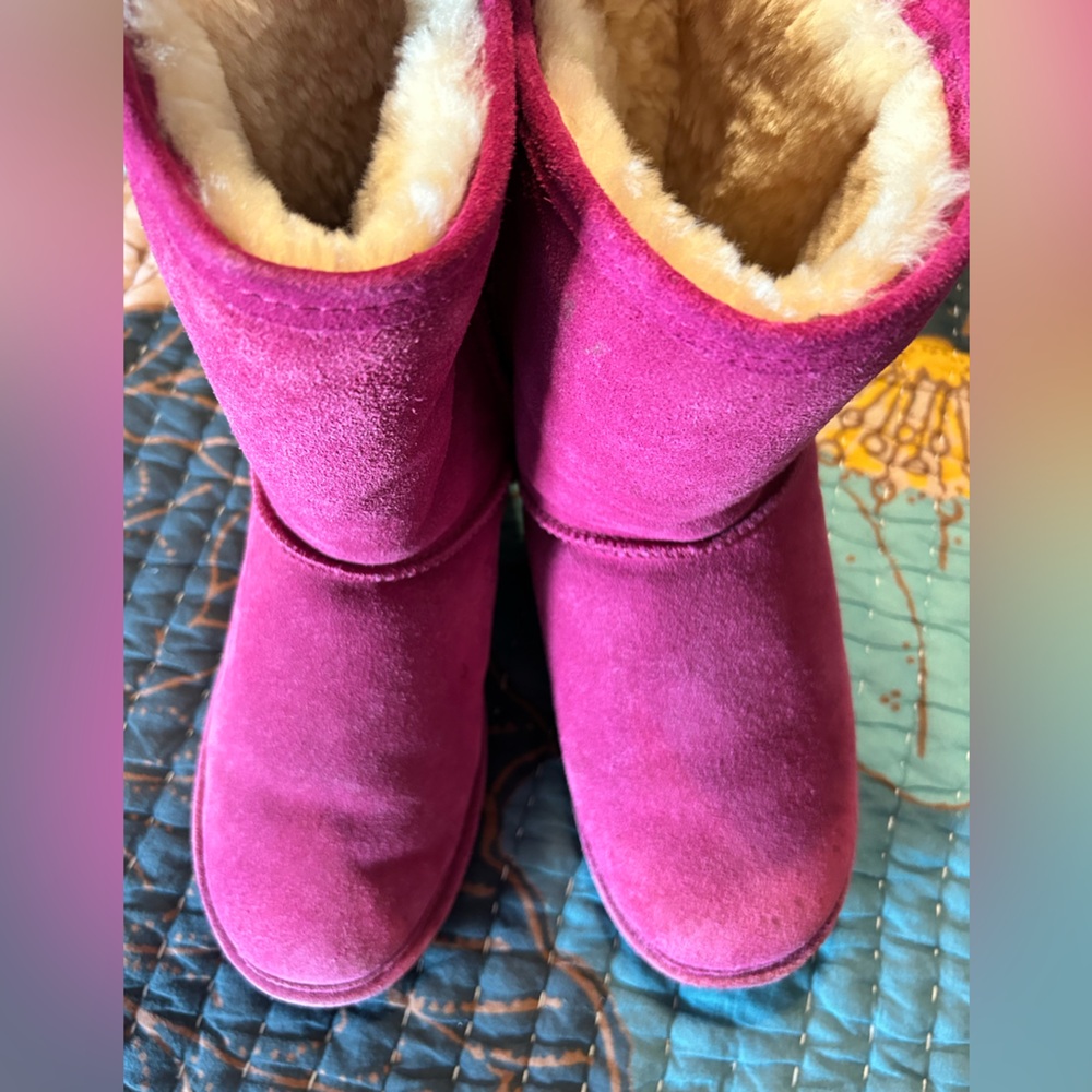 BearPaw Fuchsia Suede Boots with Logo
